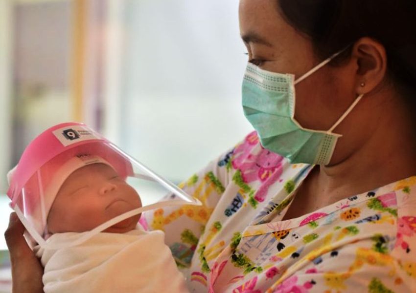 Thai Nurses make face masks for newborns