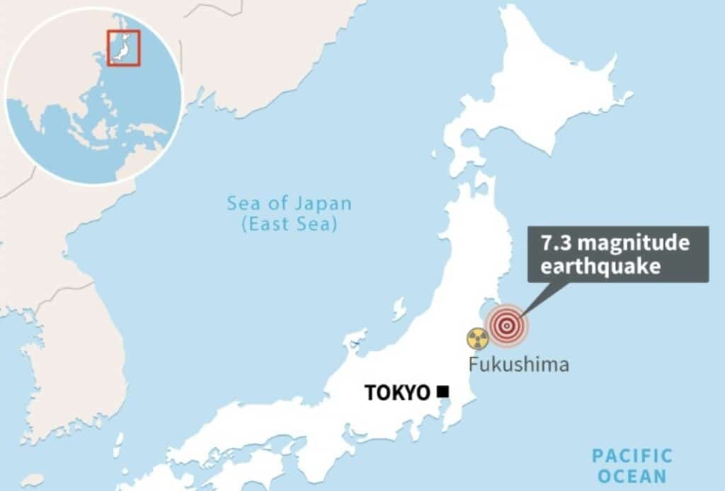 7.3 Earthquake Strikes Northeastern Japan off the Coast of Fukushima