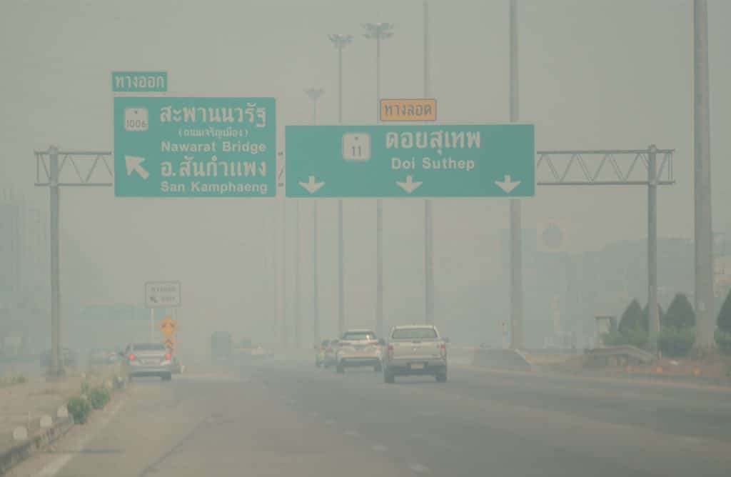 Bushfires Being Blamed for Severe Haze Blanketing Chiang Mai,PM2.5 dust particles