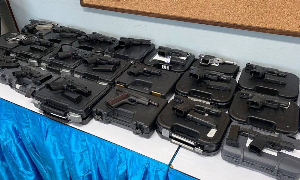 Crime Suppression Police Seize Large Cache Hand Guns and Ammunition