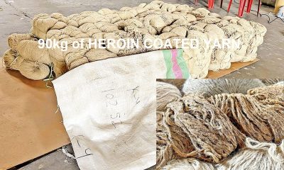 Heroin Soaked Yarn Worth US$58Million Seized in India