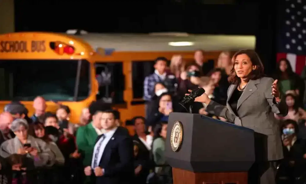 Kamala Harris Discusses Clean School Bus Investments During Her Visit To Seattle