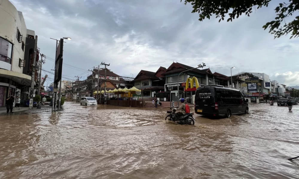 Overflowing Ping River Floods Chiang Mai City