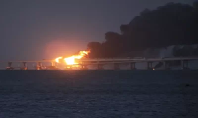 The bridge To Crimea, a Key Supply Route For Russia, Is Hit By a Blast