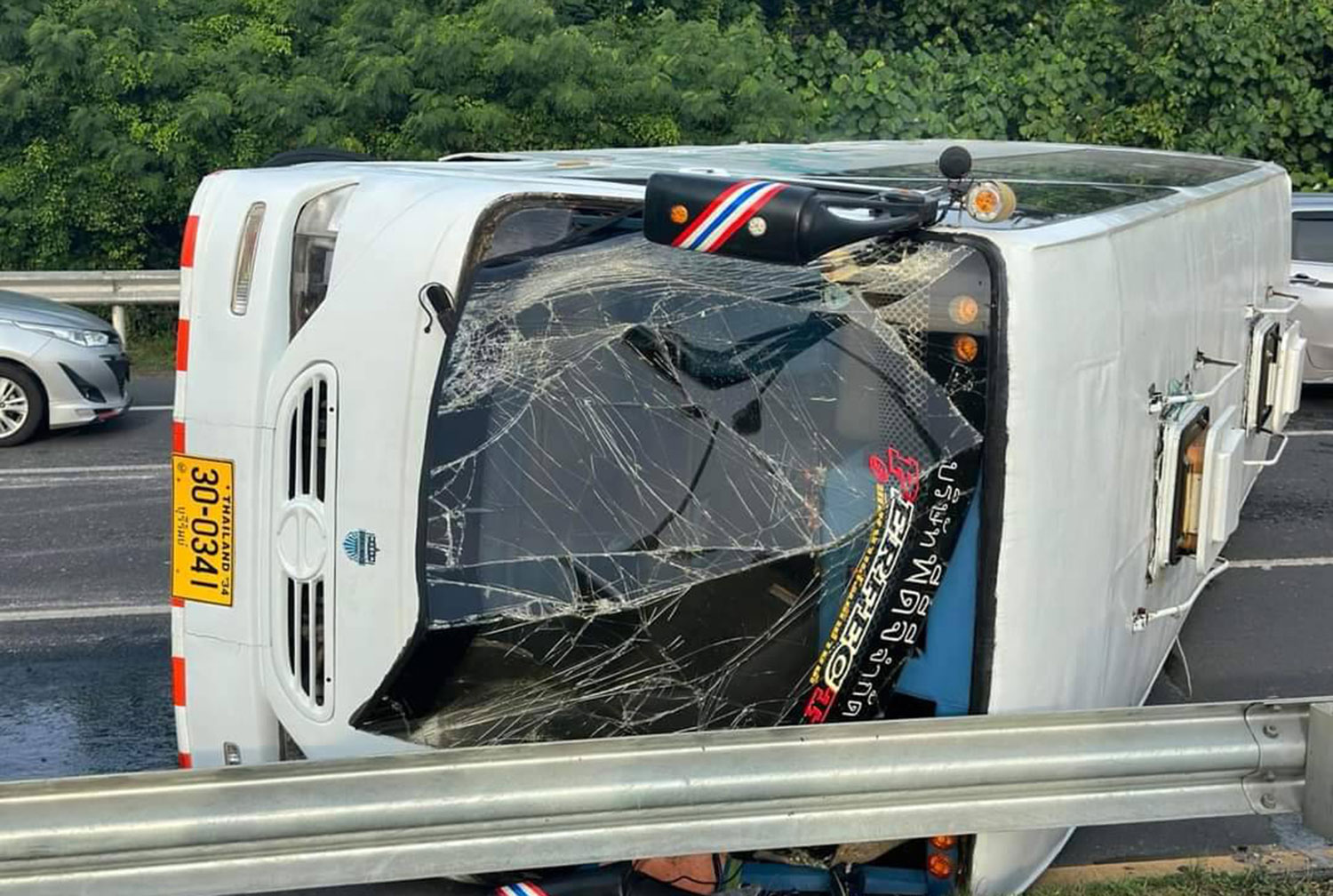 Tour Bus Crashes and Overturns in Phuket