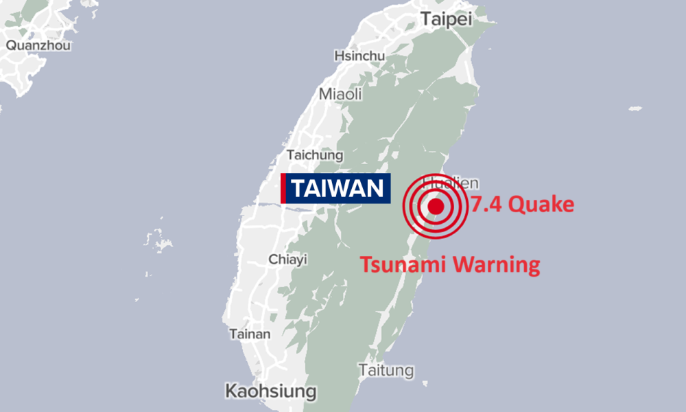 Tsunami Warning Issued After Magnitude 7.4 Earthquake Strikes Taiwan