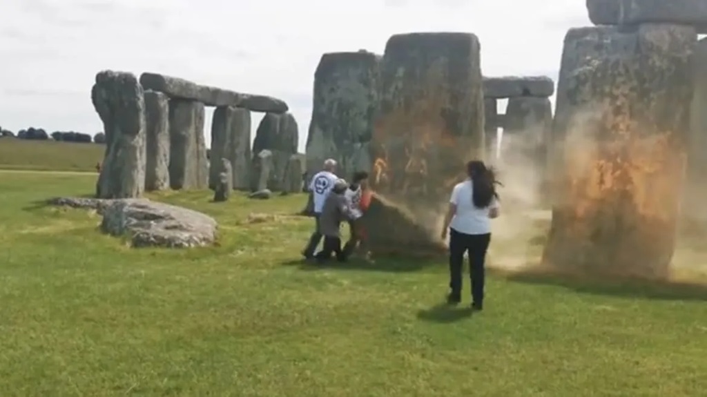 Spraying Stonehenge Orange